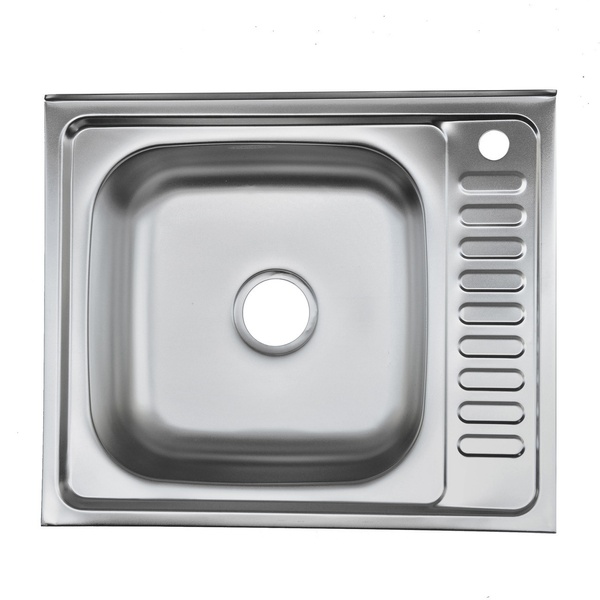 Мийка для кухні із нержавіючої сталі прямокутна накладна PLATINUM 6050 L ПОЛИРОВКА 600x500x160мм глянцева 0.7мм без сифону PLS-A382