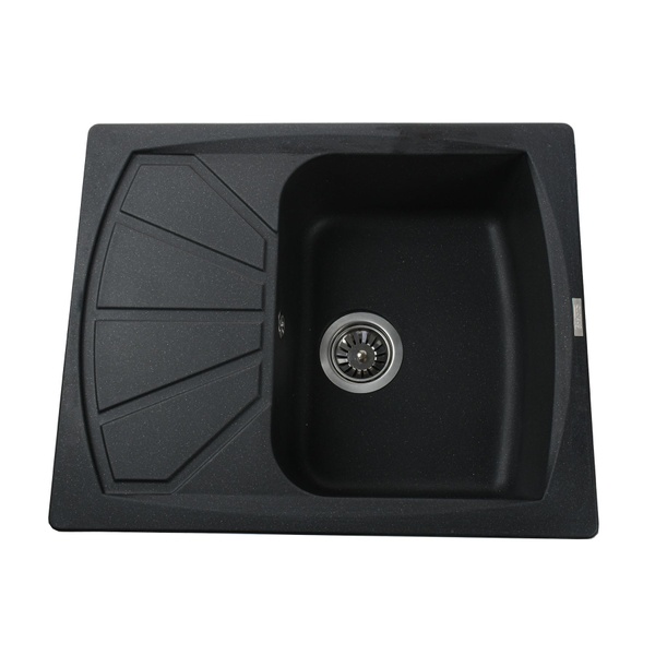 Кухонна мийка композитна прямокутна GLOBUS LUX TANA 500мм x 610мм чорний без сифону 000006135