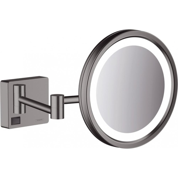 Косметическое зеркало с подсветкой HANSGROHE AddStoris 41790340 круглое подвесное металлическое черное