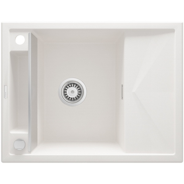 Мийка для кухні гранітна прямокутна DEANTE Magnetic 640x500x219мм із сифоном біла ZRM_A11A