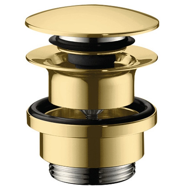 Донний клапан натискний для раковини HANSGROHE Push-Open 63мм із переливом латунь 1 1/4" глянцевий золотий 50100990