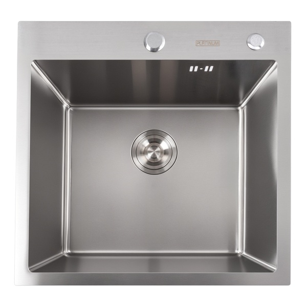 Мийка для кухні із нержавіючої сталі квадратна PLATINUM Handmade 500x500x220мм матова 1.5мм із сифоном PLS-A32259