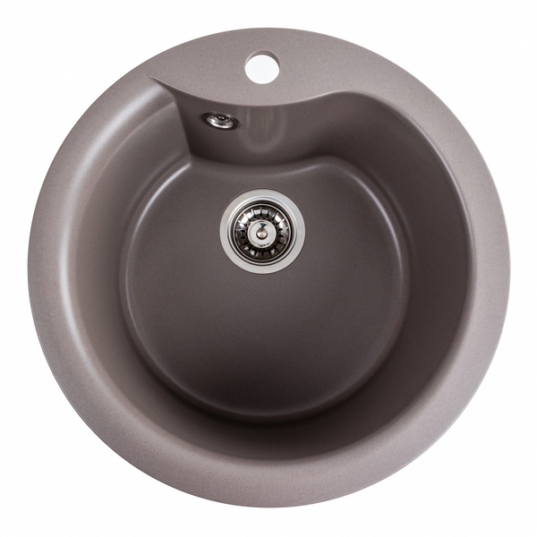 Мийка для кухні гранітна кругла PLATINUM 480 TURAS 480x480x220мм без сифону коричнева PLS-A40810