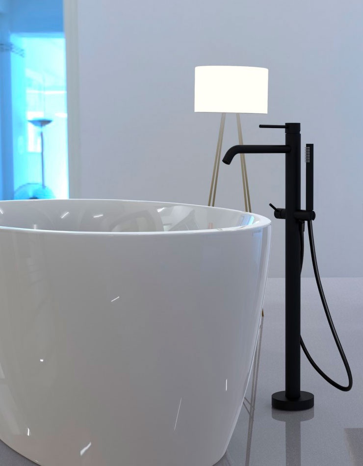 Cмеситель для ванны напольный PAFFONI Light черный латунь LIG032NO