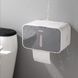 Тримач для туалетного паперу із кришкою із поличкою MVM округлий пластиковий сірий BP-15 white/gray 6 з 13