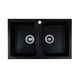 Мийка для кухні гранітна прямокутна PLATINUM 7648W TWIN 758x480x175мм без сифону на дві чаші чорна PLS-A24936 1 з 5