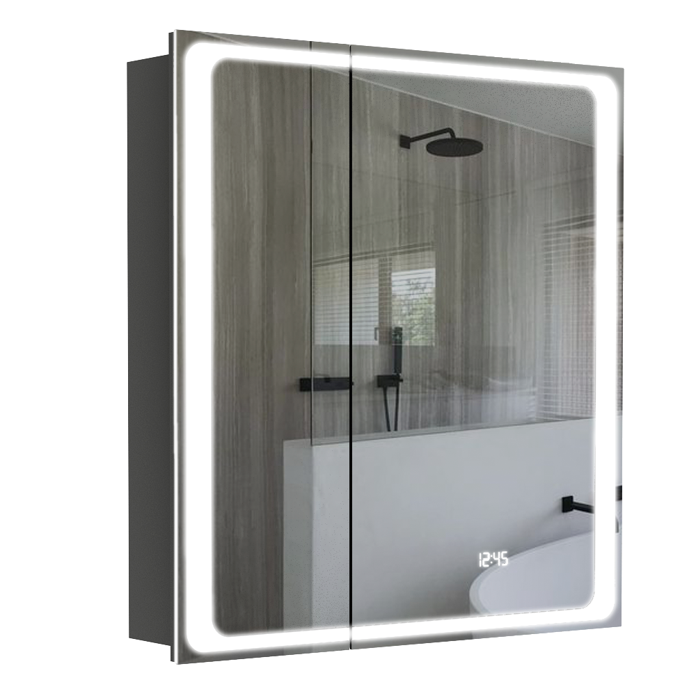 Шкафчик подвесной с зеркалом в ванную AQUARIUS Modena 70x75x15см c подсветкой серый AQ-U1665196093