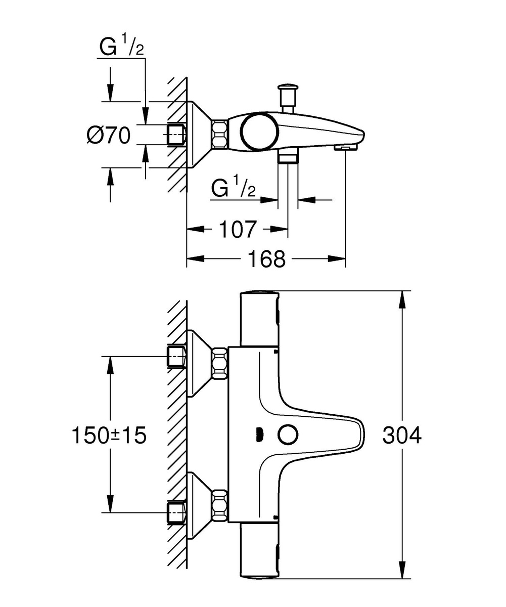 Cмеситель для ванны с термостатом GROHE QuickFix Precision Start 345982430 черный латунь CV032186