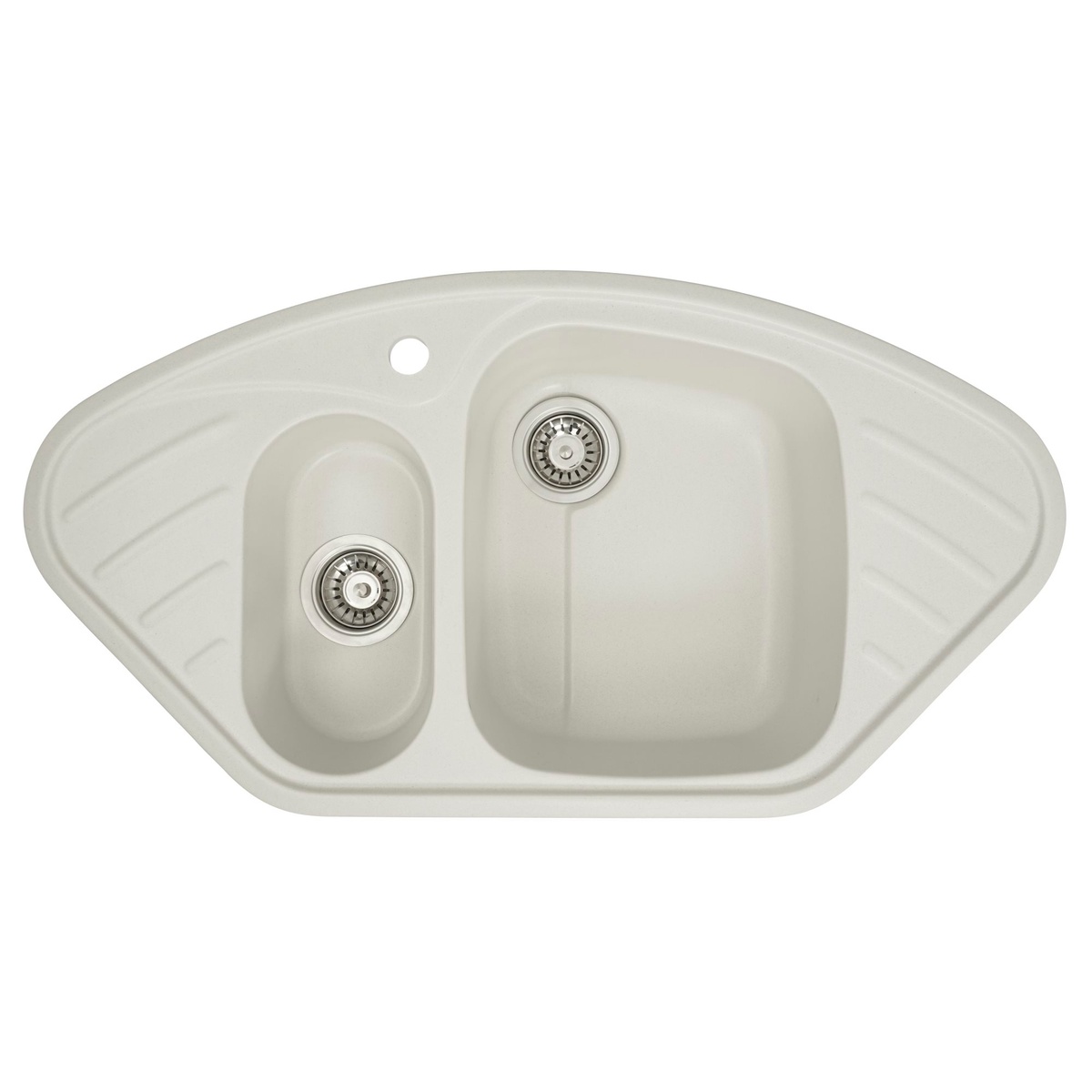 Мийка для кухні гранітна кутова PLATINUM 9250UW LARGO 920x500x180мм без сифону на півтори чаші біла PLS-A24905