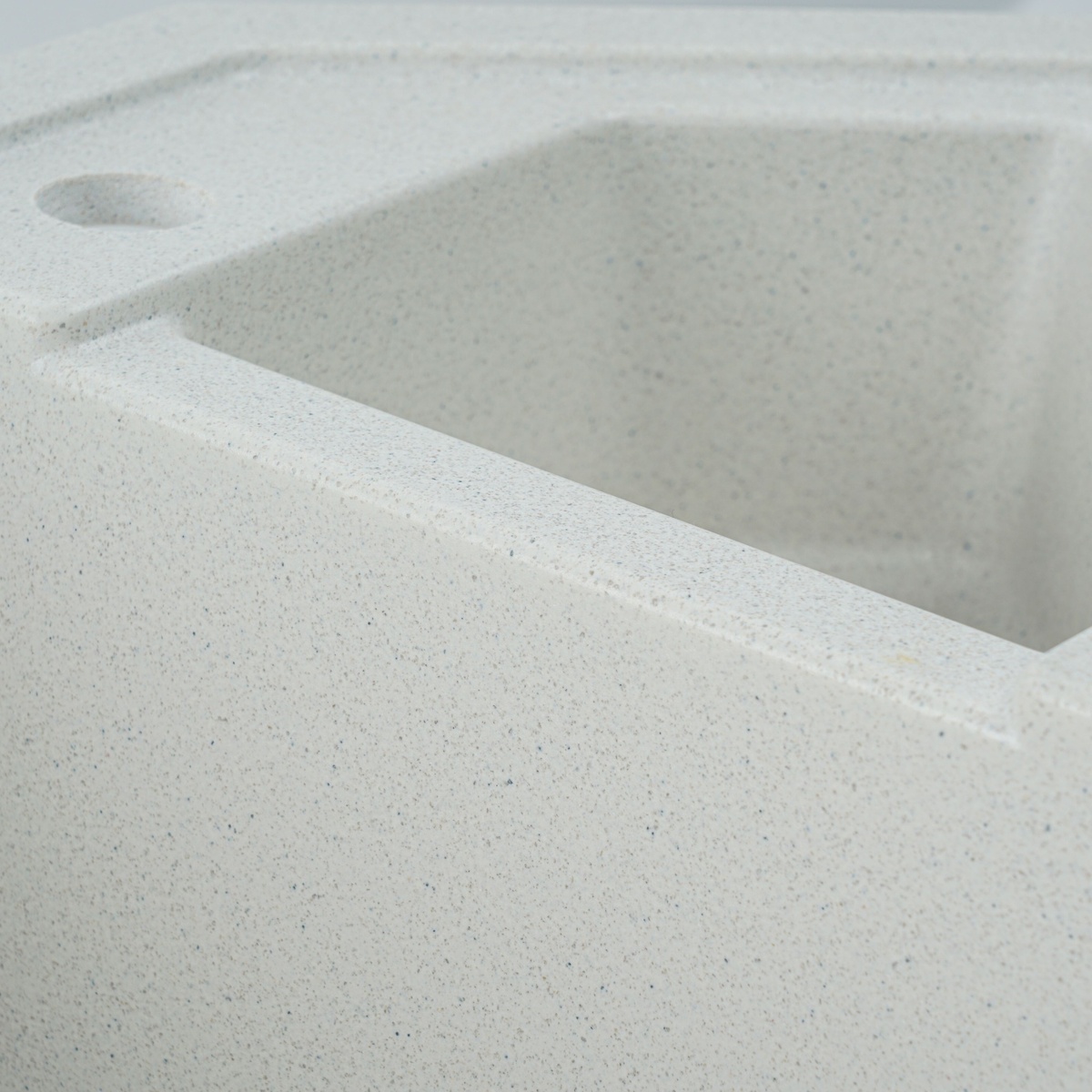 Мийка для кухні гранітна кутова PLATINUM 9950 PANDORA 990x500x200мм без сифону на півтори чаші біла PLS-A25181