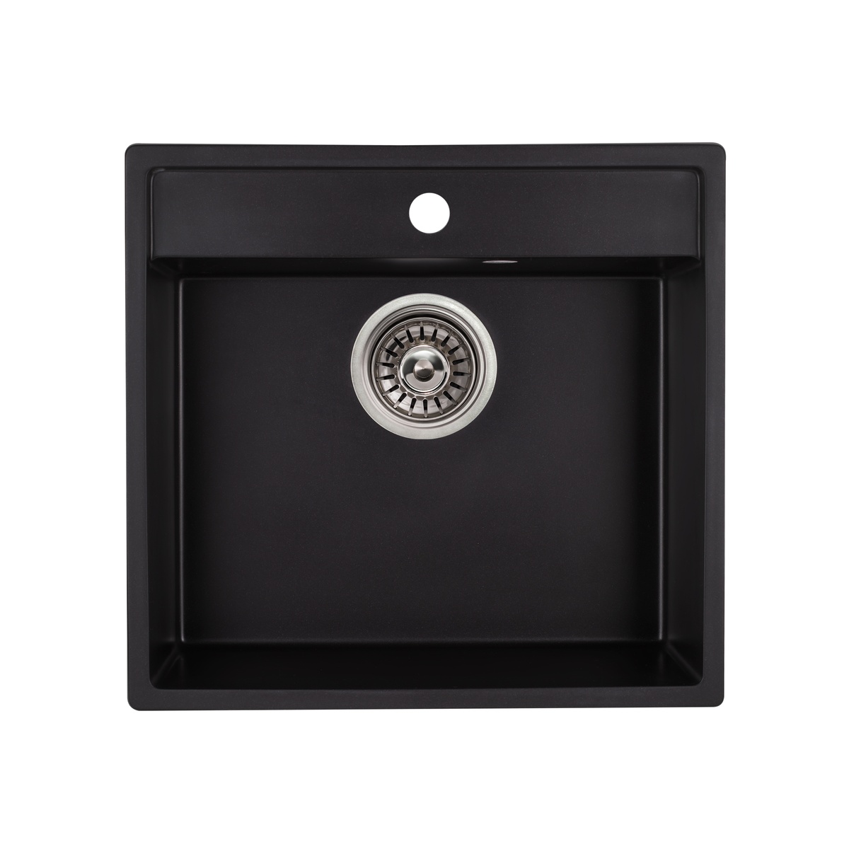 Раковина на кухню гранітна прямокутна Q-TAP CS 495мм x 525мм чорний із сифоном QT5250BLA404