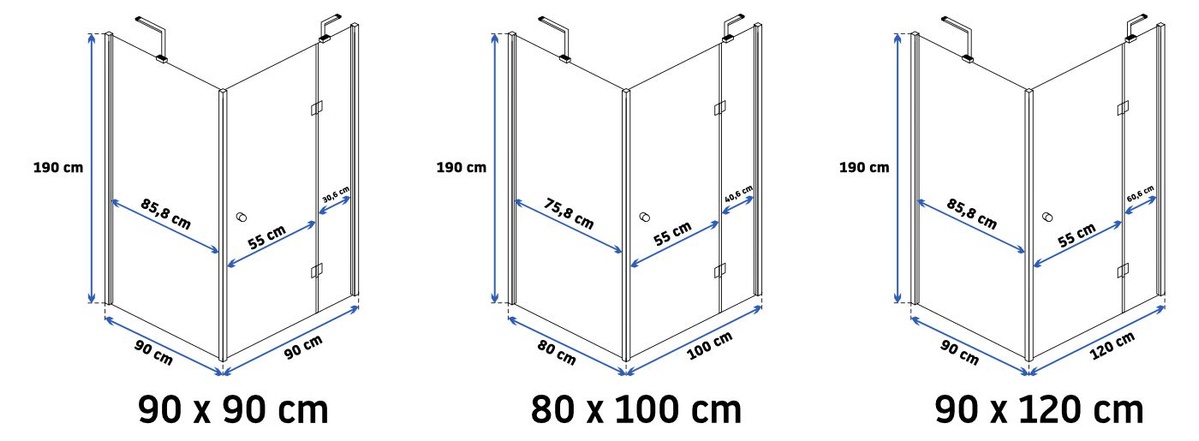 Кабина для душа квадратная угловая без поддона REA MADOX 90x90x190см прозрачное стекло 6мм профиль хром REA-K4527