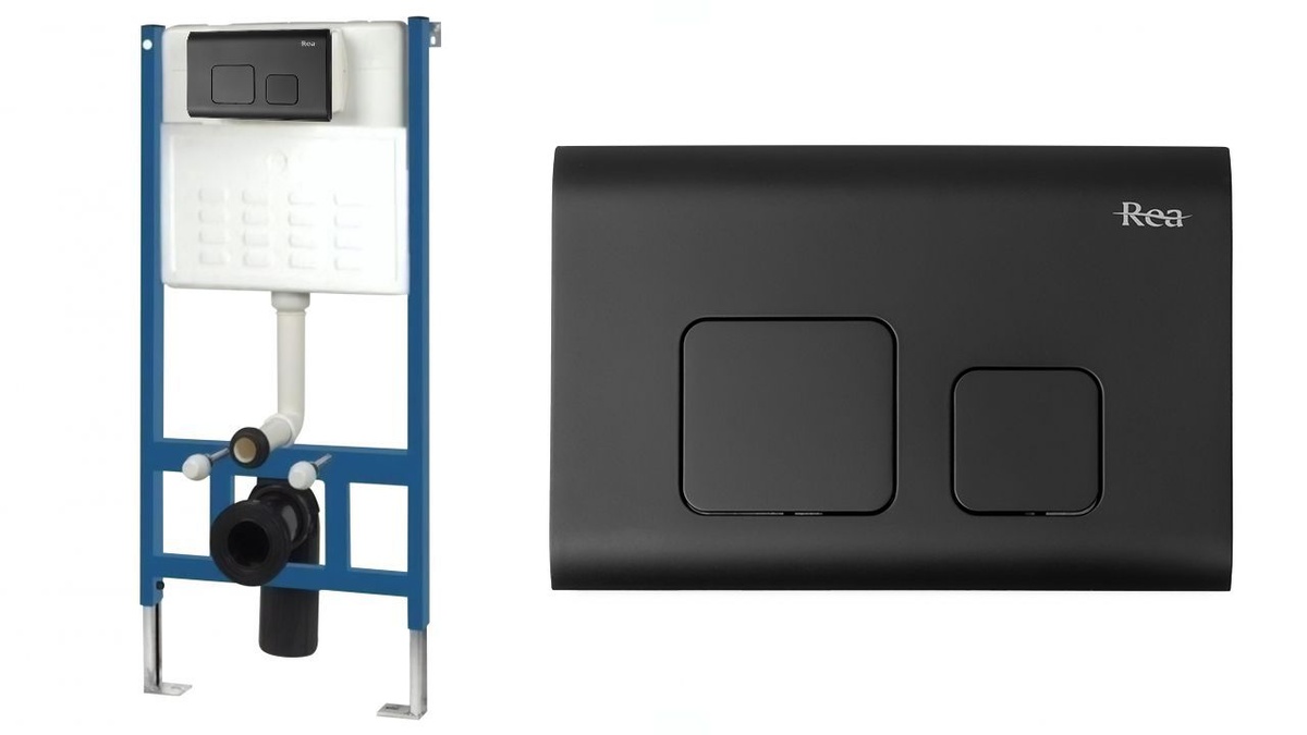 Кнопка зливу для інсталяції REA E9854 F пластикова подвійна матована чорна reay-00000000089