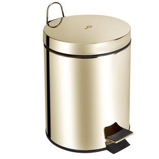Відро для сміття на 5л кругле Q-TAP Liberty з кришкою та педаллю 280x272x207мм нержавіюча сталь золото QTLIBORO1149