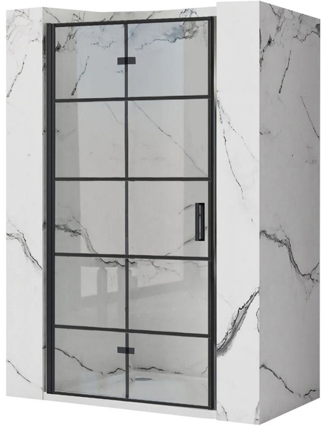 Дверь стеклянная для душевой ниши универсальная складная двухсекционная REA MOLIER 190x100см прозрачное стекло 6мм профиль черный REA-K6963