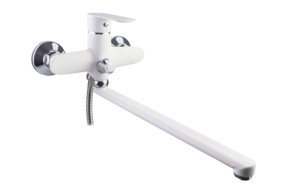 Змішувач для ванної одноважільний із довгим виливом KRONER Fulda-W070 білий силумін CV018081