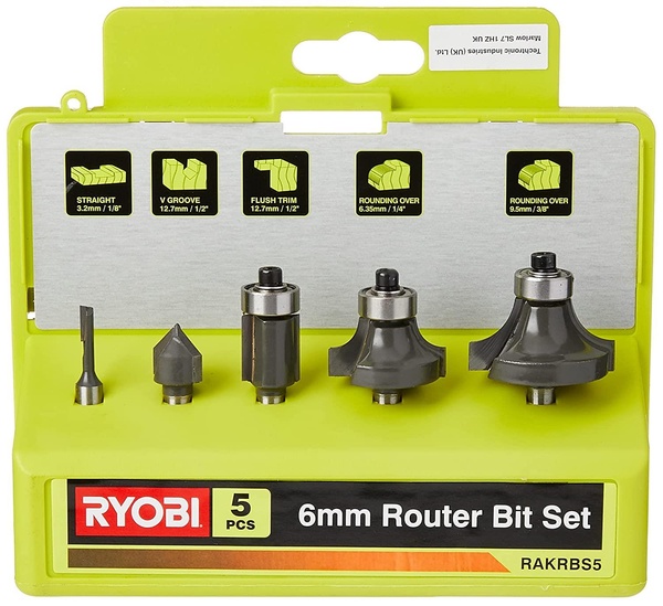 Фрезы Ryobi RAKRBS5, набор 5шт, хвостовик 6мм