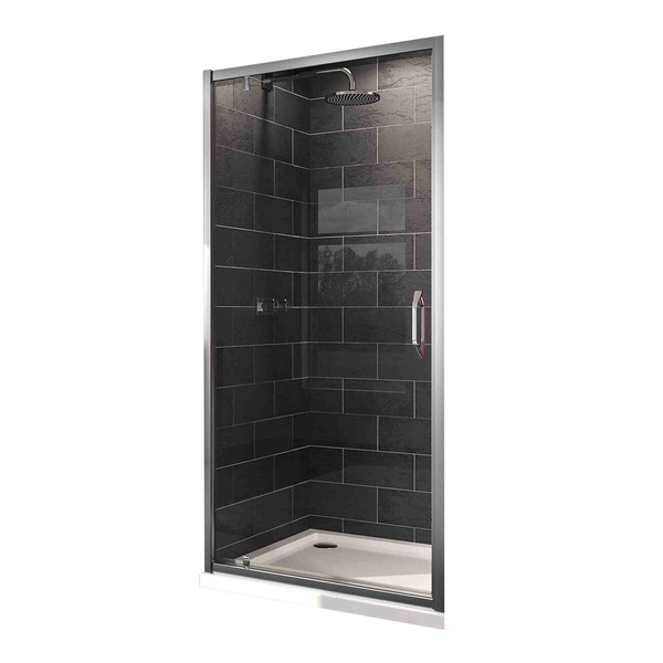 Двері скляні для душової ніші універсальні розпашні HUPPE X1 190x80см прозоре скло 6мм профіль хром 140701.069.321