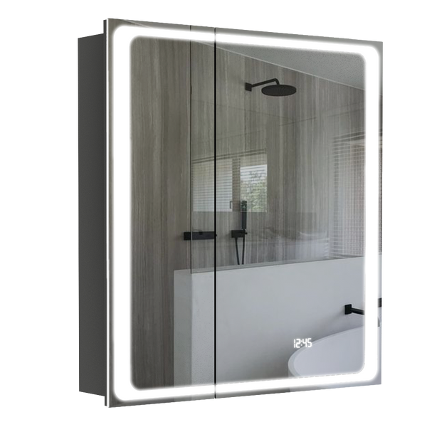 Шкафчик подвесной с зеркалом в ванную AQUARIUS Modena 70x75x15см c подсветкой серый AQ-U1665196093