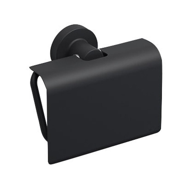 Тримач для туалетного паперу із кришкою CREABATH Tecno 169597 округлий металевий чорний
