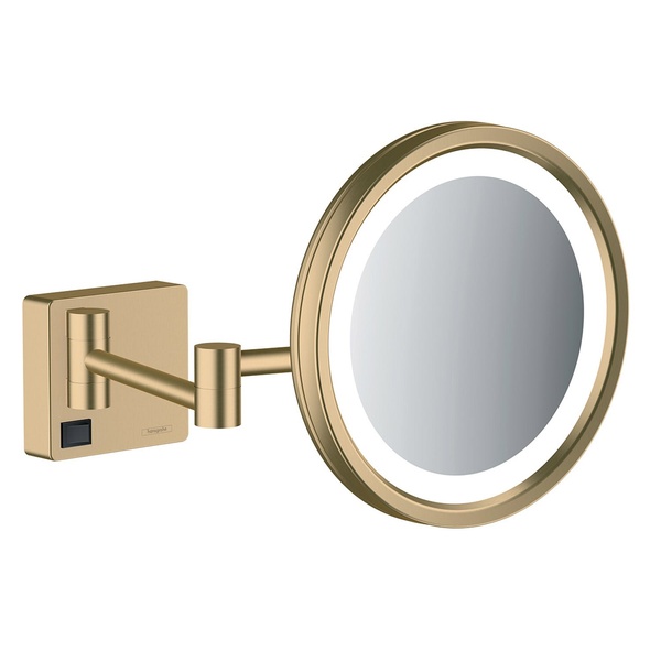Косметическое зеркало с подсветкой HANSGROHE AddStoris 41790140 круглое подвесное металлическое бронза