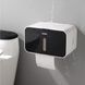 Тримач для туалетного паперу із кришкою із поличкою MVM округлий пластиковий чорний BP-15 white/black 6 з 13