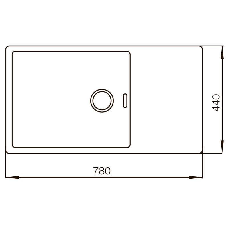 Мойка для кухни из нержавеющей стали прямоугольная MIXXUS MX7844-200x1.2-PVD 780x440x200мм матовая 1.2мм черная с сифоном MX0561