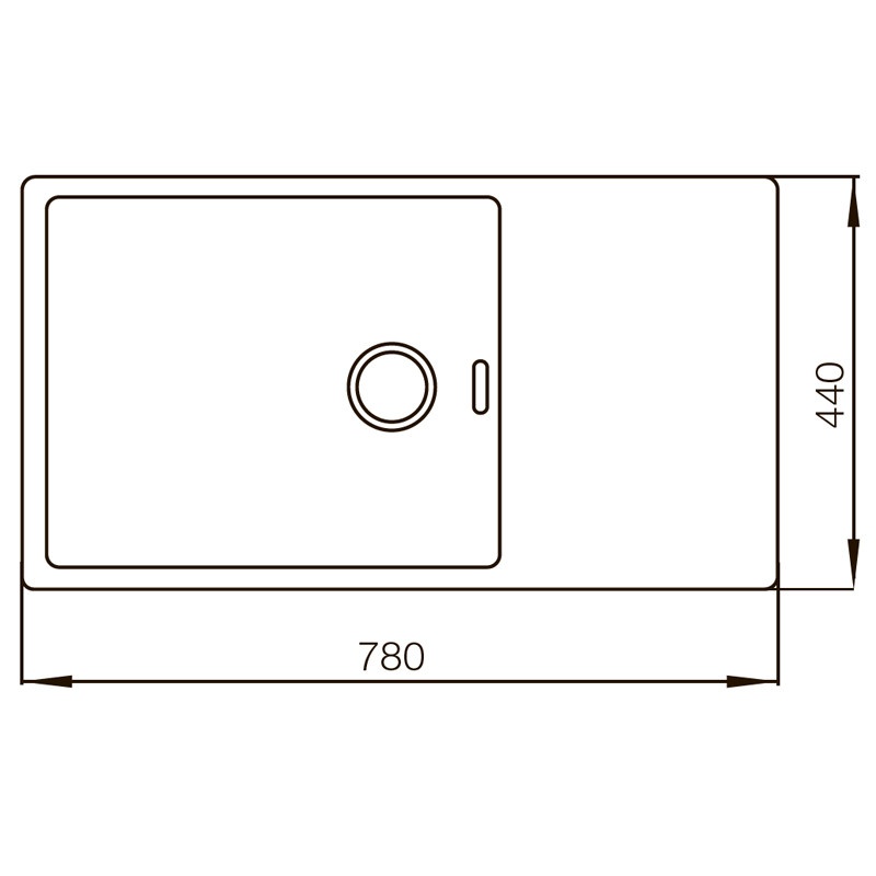 Мийка для кухні MIXXUS з нержавіючої сталі MX7844-200x1.2-PVD 780x440мм прямокутна врізна матова 1.2мм чорна із сифоном MX0561