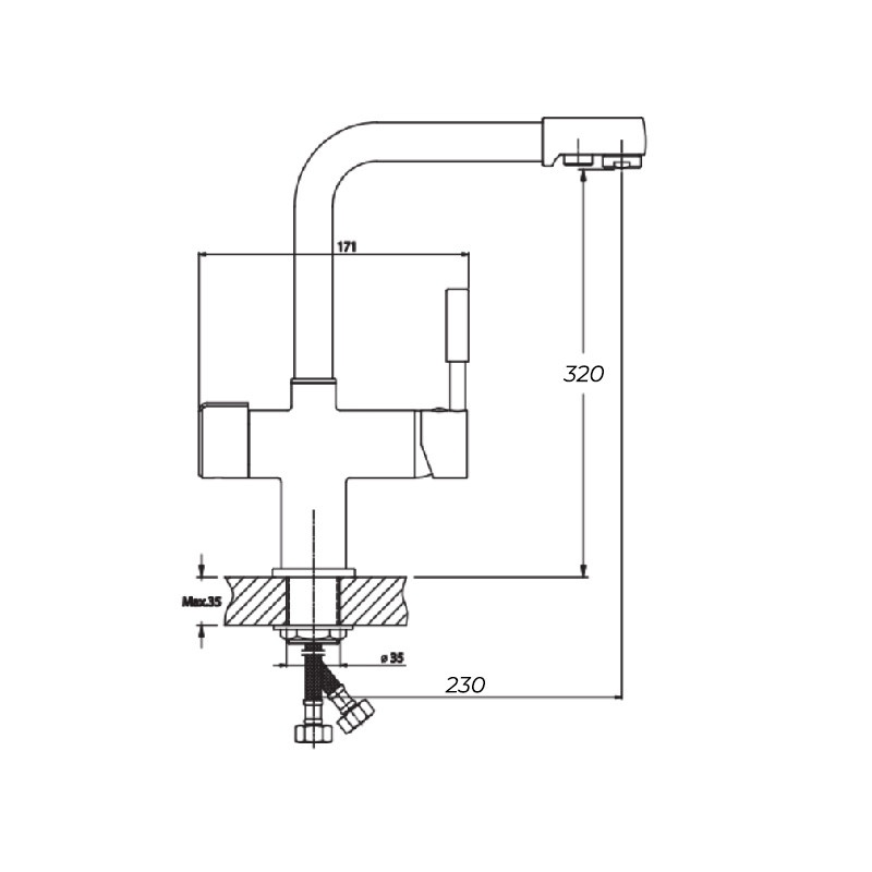 Змішувач для кухні із краном для фільтрованої води MIXXUS Premium Hans 021 хром латунь MI1666