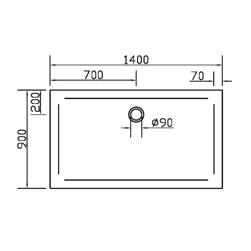Піддон для душової кабіни EGER SMC 599-1490S 140x90x3.5см прямокутний композитний без сифону білий