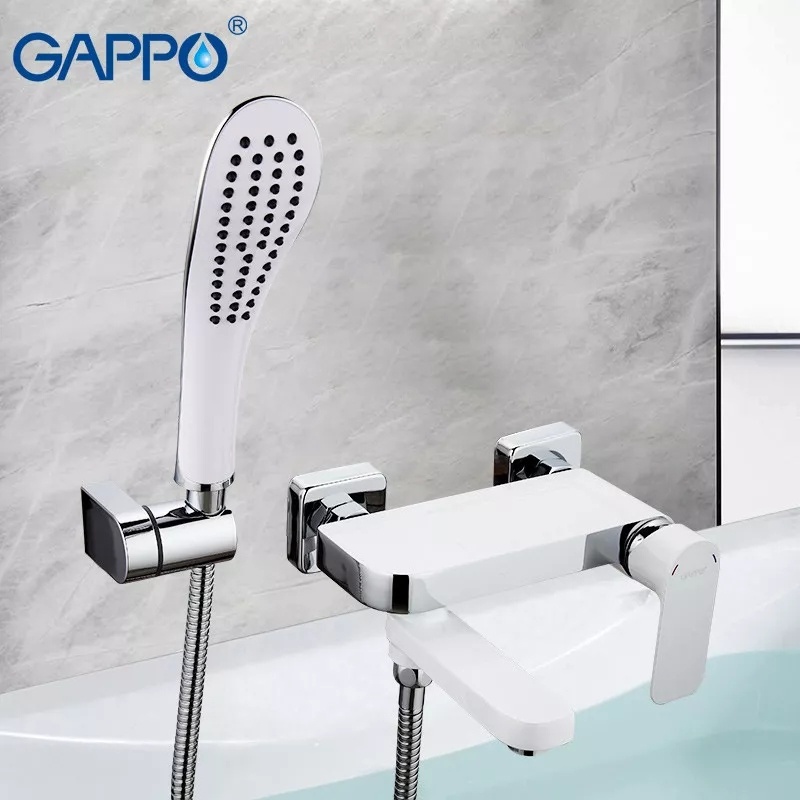 Cмеситель для ванны однорычажный с коротким изливом GAPPO белый латунь G3248