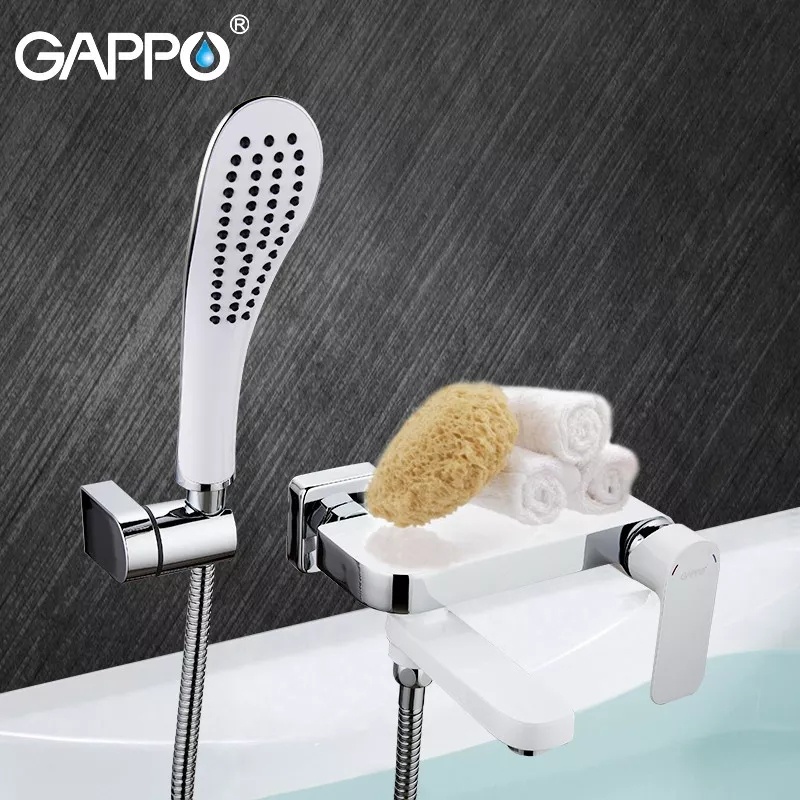 Cмеситель для ванны однорычажный с коротким изливом GAPPO белый латунь G3248