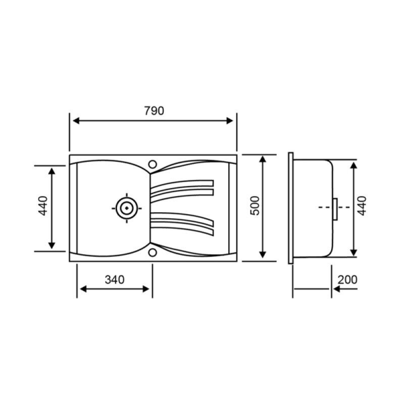Кухонная мойка керамическая прямоугольная LIDZ STO-10 500мм x 790мм серый без сифона LIDZМSTO10790500200