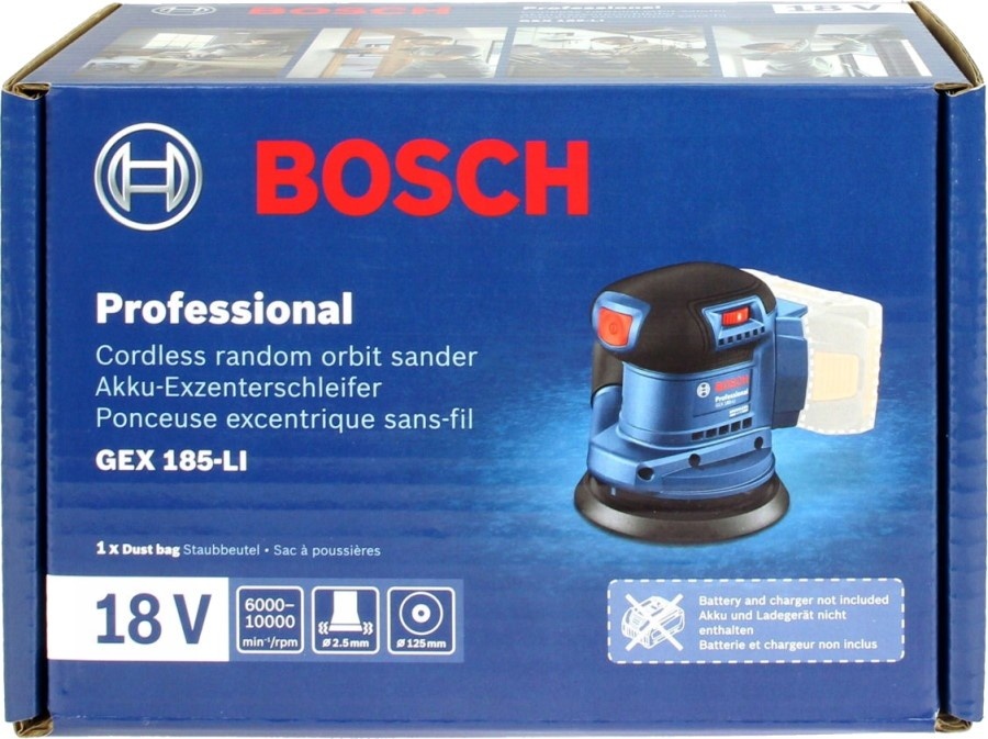 Шлифмашина эксцентриковая акум Bosch GEX 185-LI 18В 125 мм 6000-10000об/мин 0.93кг