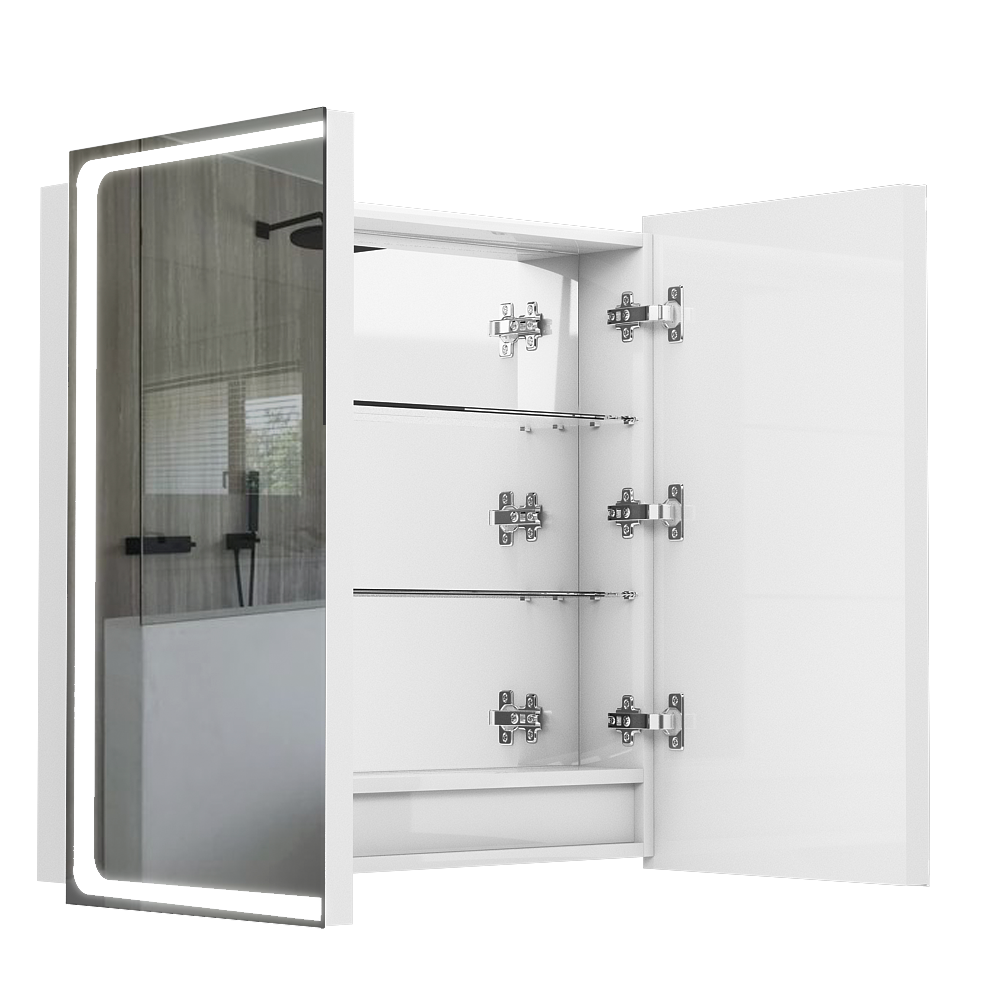 Шкафчик подвесной с зеркалом в ванную AQUARIUS Modena 80x75x15см c подсветкой белый AQ-U1665196094