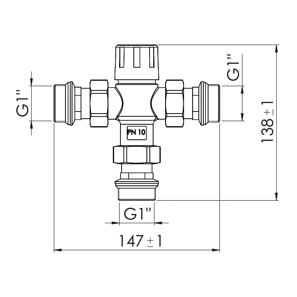 Термостатический 3-х ходовой клапан SANDI FORTE смесительный 1" SF010W25