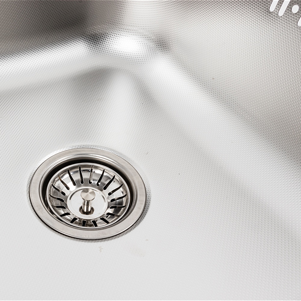 Мийка для кухні із нержавіючої сталі прямокутна PLATINUM 5848 ДЕКОР 580x480x180мм мікротекстура 0.8мм із сифоном PLS-A354