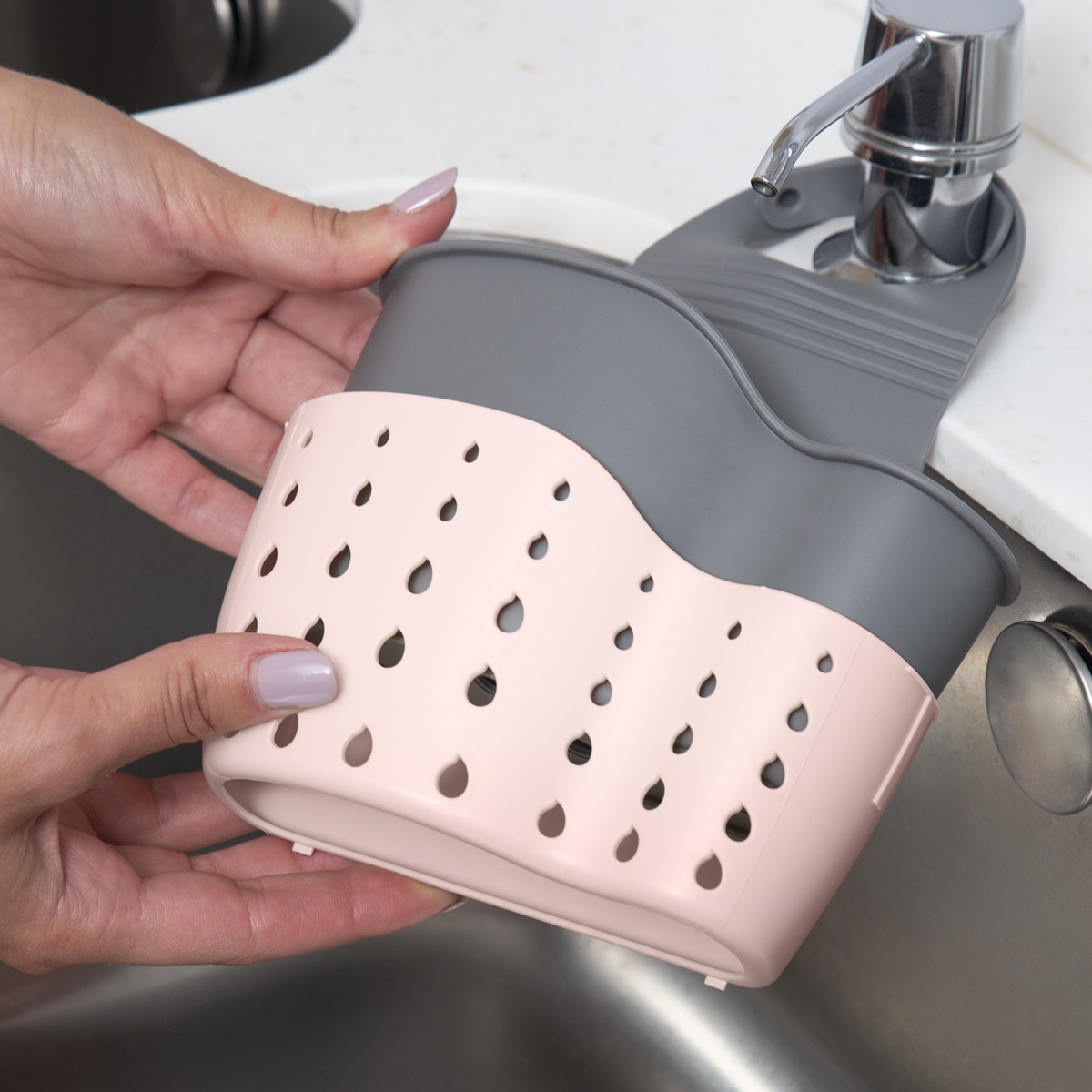 Корзина для кухонної мийки MVM 148x63x170мм пластикова рожева K-1524 CREAM