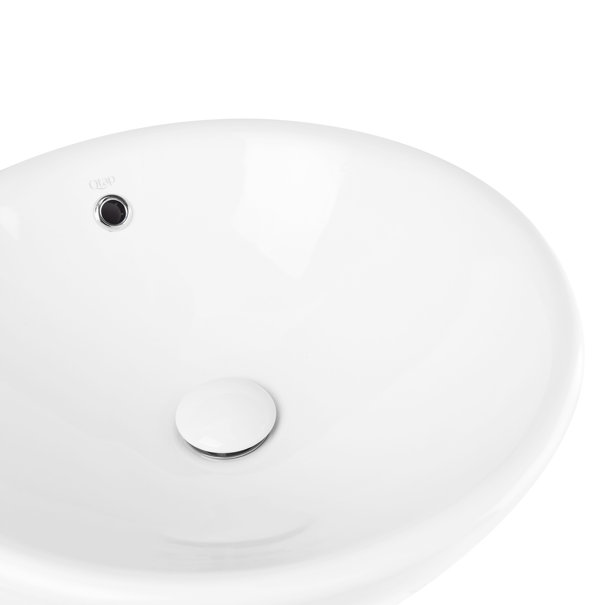 Умивальник накладний на стільницю для ванної 380мм x 380мм Q-TAP Robin білий кругла QT1311L408W