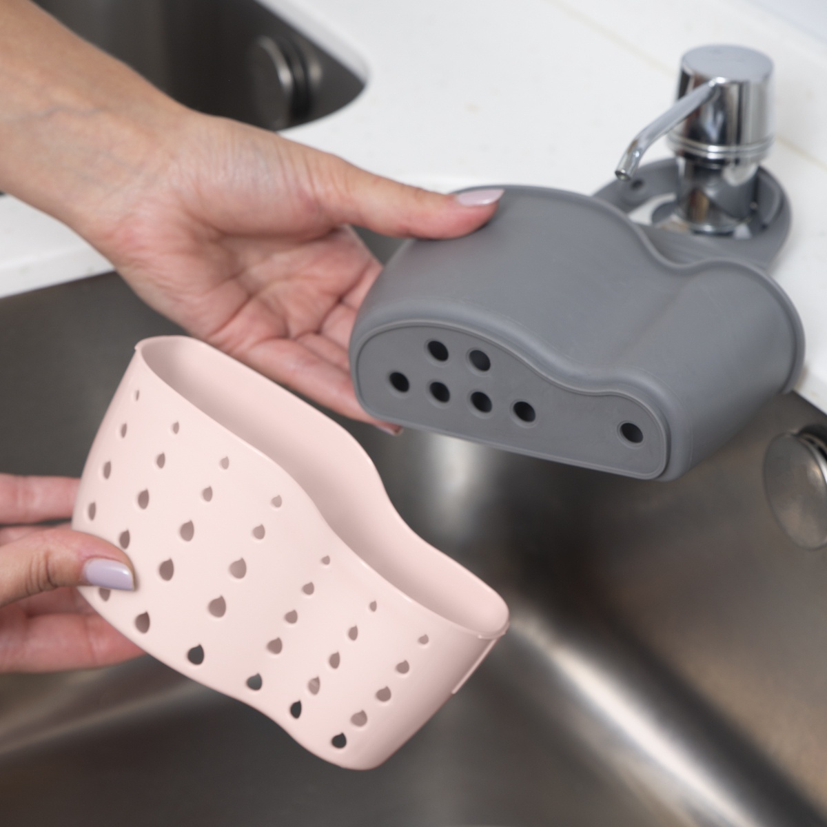 Корзина для кухонної мийки MVM 148x63x170мм пластикова рожева K-1524 CREAM