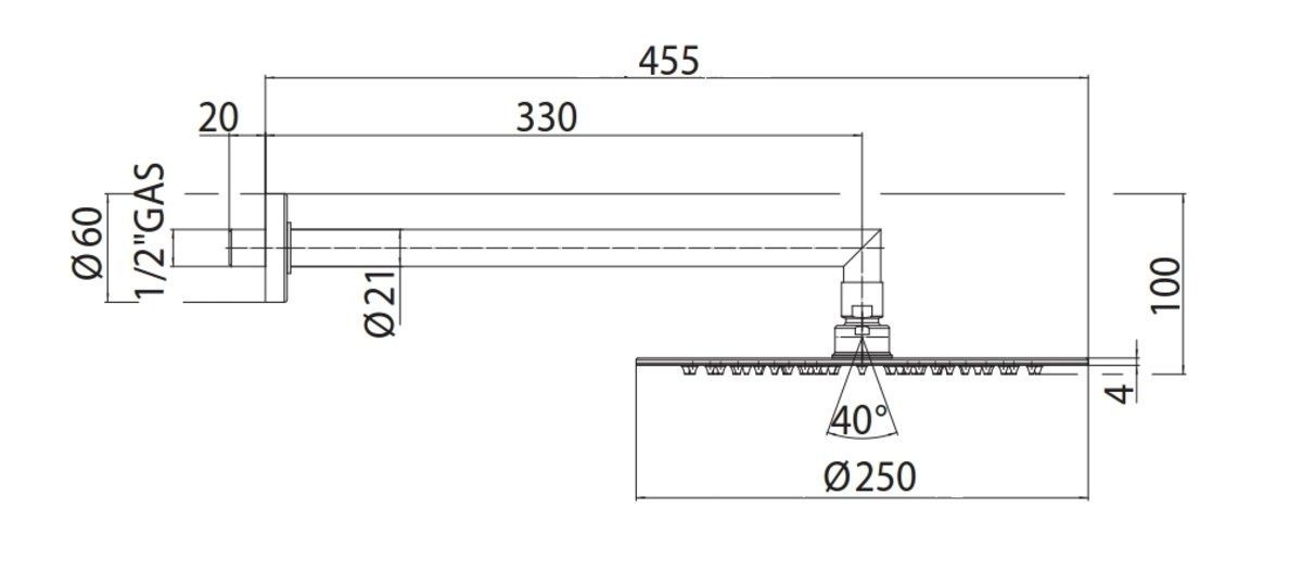 Верхний душ с кронштейном мм H70871H00030009
