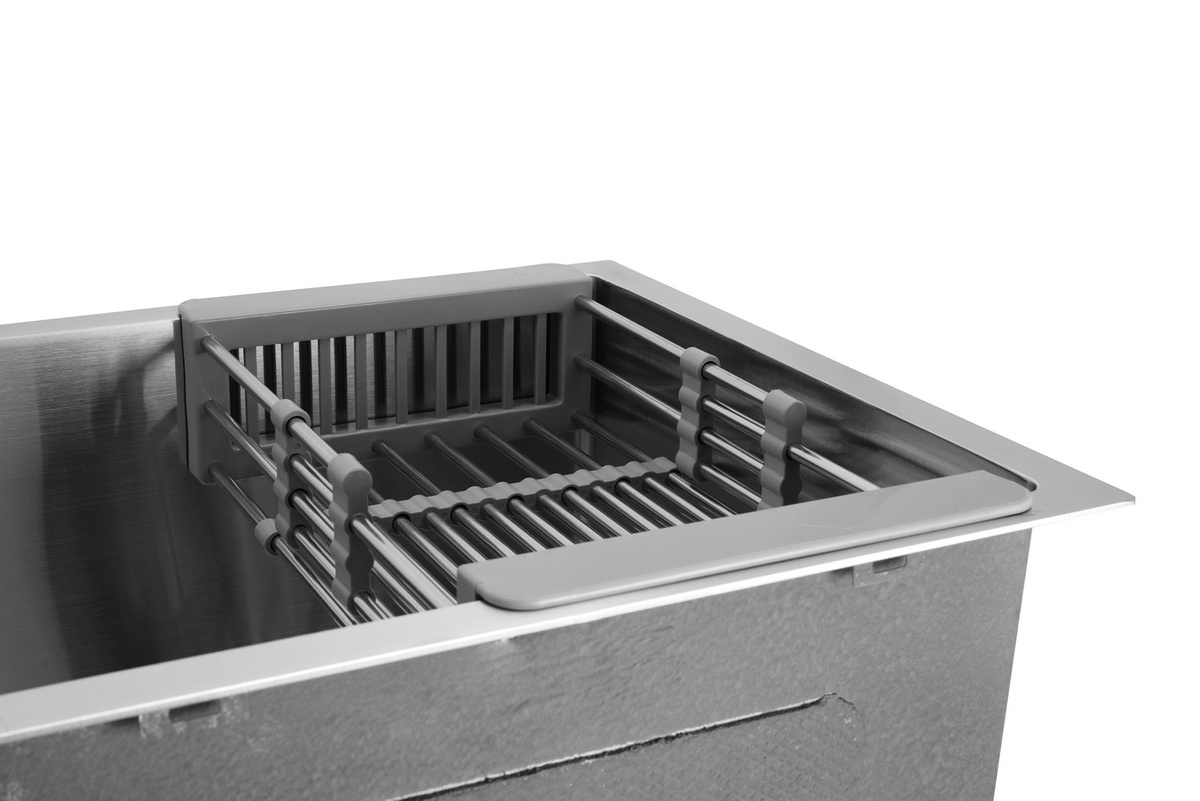 Мийка для кухні із нержавіючої сталі прямокутна врізна під стільницю KRONER Handmade KRP Gebürstet-4843HM 480x430x215мм матова 1мм із сифоном CV022799