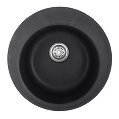 Кухонная мойка керамическая круглая HAIBA HB8301-G228 GRAY 490мм x 490мм серый с сифоном HB0972