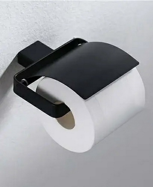Тримач для туалетного паперу із кришкою ASIGNATURA Unique 85605802 прямокутный металевий чорний