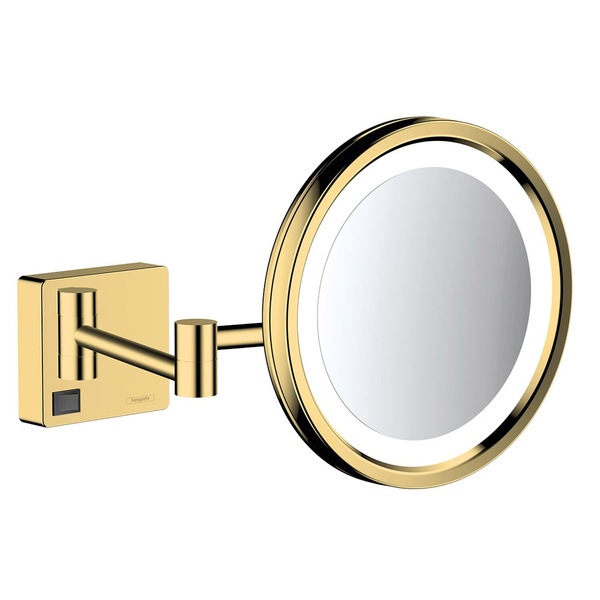 Косметическое зеркало с подсветкой HANSGROHE AddStoris 41790990 круглое подвесное металлическое золото