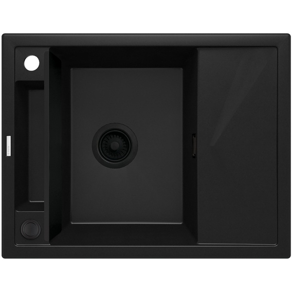 Мийка для кухні гранітна прямокутна DEANTE Magnetic 640x500x219мм із сифоном чорна ZRM_N11A
