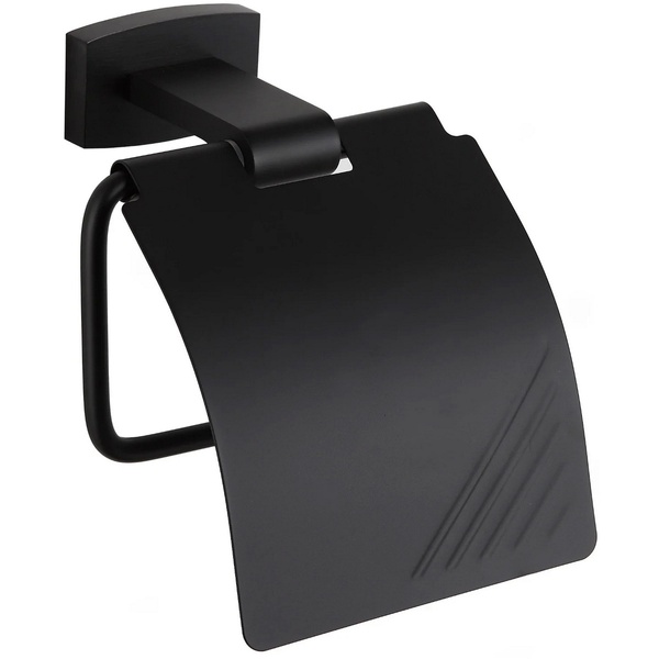 Тримач для туалетного паперу із кришкою MEXEN Zoja прямокутний металевий чорний MEX-7019133-70