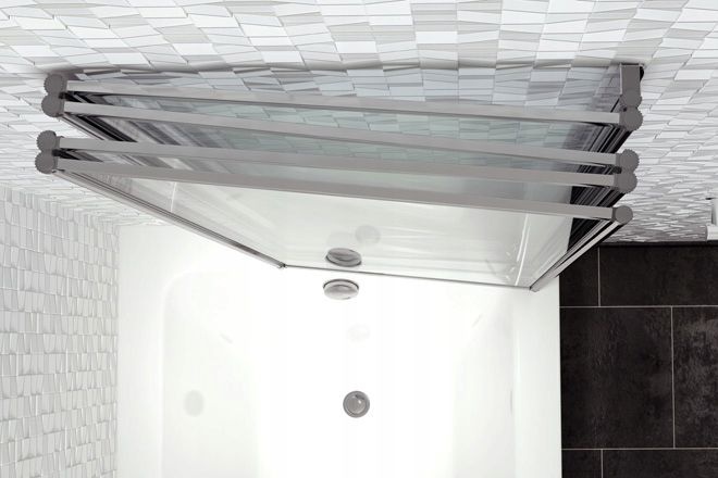 Шторка скляна для ванної універсальна гармошка 120x140см REA IDEA скло прозjре 4мм профіль хром REA-W0850