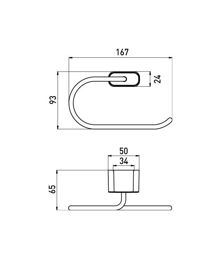Тримач-кільце для рушників EMCO Logo2 3055 001 00 167мм округлий металевий хром