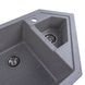 Мийка для кухні гранітна кутова PLATINUM 9950 PANDORA 990x500x200мм без сифону на півтори чаші сіра PLS-A25189 5 з 11